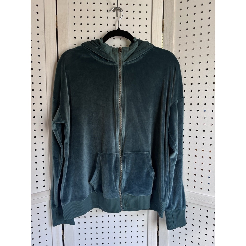 Lularoe Cozy Velour Zip Up Hoodie Sweatshirt Hooded Green Women's XL